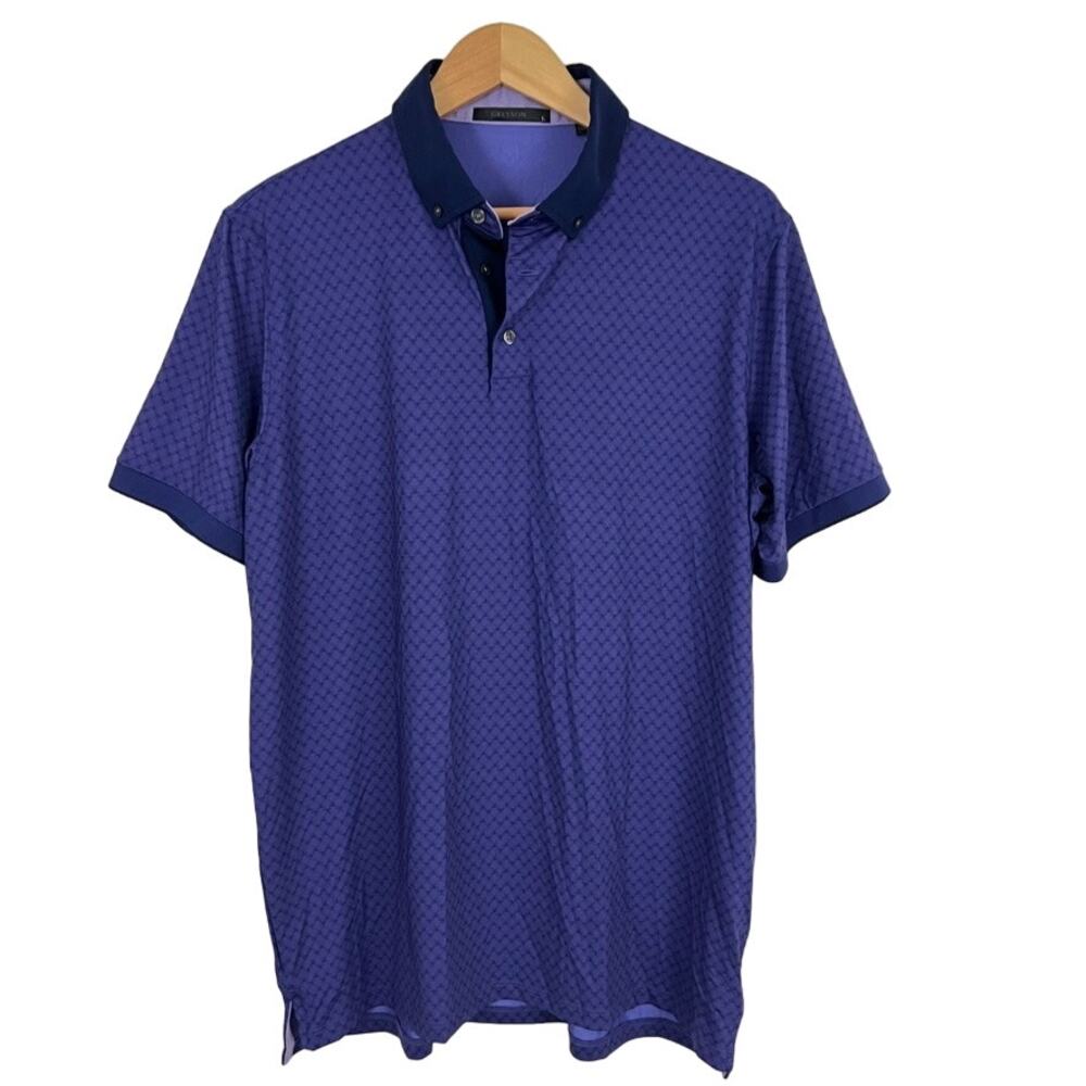 Greyson Polo‎ Shirt Top Purple Print Men Size Large